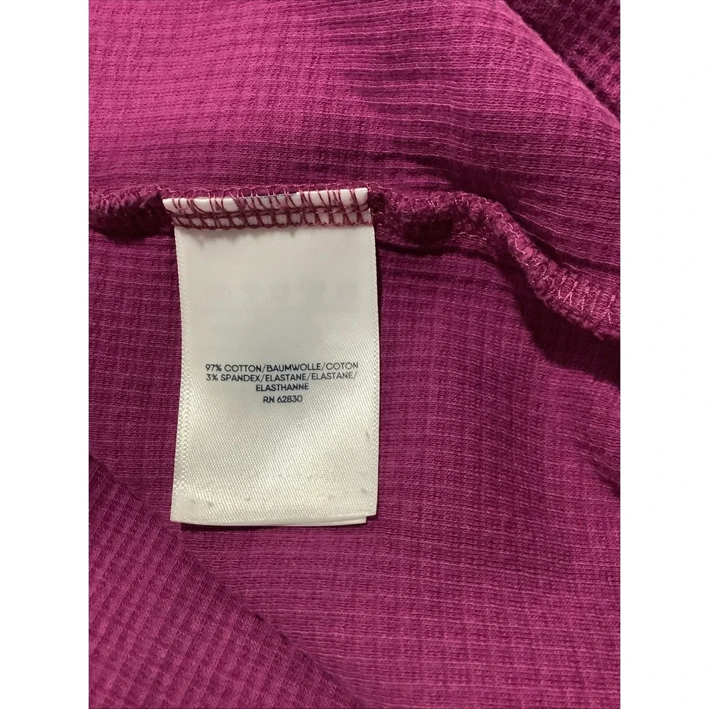 Lands' End Womens Turtleneck Top Medium Fuchsia Cotton Waffle Knit Stretch Basic